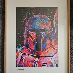 Stawars Boba Fett framed A3 canvas print. Collection preferred but may deliver within 10 miles of Great Wyrley near Walsall for full asking price £20