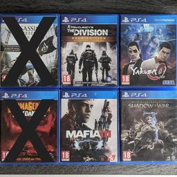 All games in good condition come cased
Any DLC codes assume used - Buyers luck if valid.

£3 - Shadow of War
£3 - Tom Clancy Division Gold
£5 - Mafia
£10 - Yakuza 0
£15 - For The Bundle (£5 p&p)
______________________________
+ Collection: Cash/Digital Payment
+ Delivery: Direct Payment Bank/Cashapp
- Whatsapp: 07810 497 191

Thanks for viewing