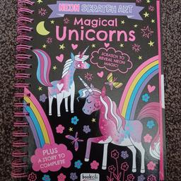 Magical unicorns Scratch art book with a story to complete