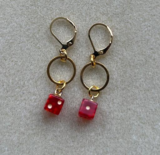 Buy & Sell Hertfordshire Dacorum - Photos for Retro red dice and gold plated hoop earrings