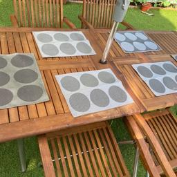 8 Seater Wooden Garden Set

• Barely used garden set
• Features: marble umbrella hoist, fully sized parasol, 8 adjustable wooden chairs
• Table can be extended to a bigger length (as shown)
• FOR DIMENSIONS DM ME
• beautiful garden set that isn’t sold anywhere
• RRP £879

OFFERS ARE WELCOME
COLLECTION WOLVERHAMPTON