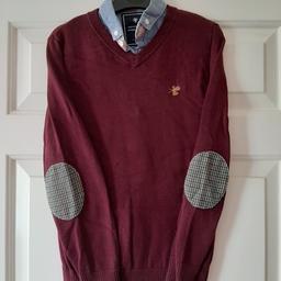 Boys next jumper with shirt collar. age 8. worn but in good condition