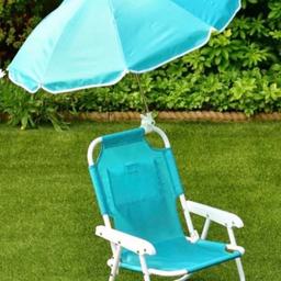 Brand new kids garden chairs with umbrella attached. 2 available pink and blue. Suitable for 1 to 4 year old kids. 2 chairs for £20
