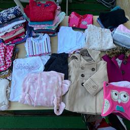 Girls 6-9 month bundle
Clothes from River Island, John Rocha, Disney, Next, Baby K (Mylene Klass), Asda and Tesco
Bundle includes, approx
17 dresses
2 cardigans
5 bottomed
5 outfits
Jumper, coats, hats, tracksuit, baby grow(s), tops and a dressing gown

Collection only due to size please