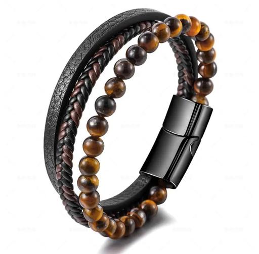 Buy & Sell Angus Strathmartine - Dundee - Photos for Natural Tiger Eye Beaded Leather Multi Layer