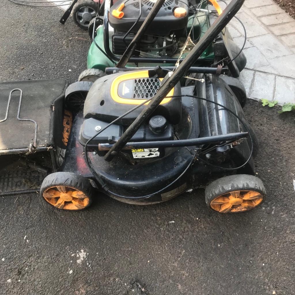 Job lot of 3 petrol lawnmowers. Selling as spares and repairs. Please note not in working order as all need some repairs but, motors all turn. You are purchasing what is pictured only. You have a red mountfoeld 461hp. A petrol mower 40cmhp. TRY3.5SPLMA. And the mcculloch comes with a grass box M46-110R Classic.