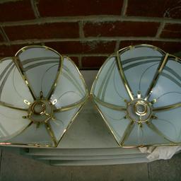 no cracks etc in lampshades ,
matching pair of shades ( can have the fittings/bulbs if required (not pat tested etc )
might need tightening as took apart to clean but ok etc

 £3 is for the pair