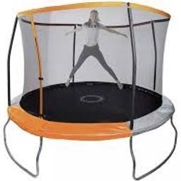 10ft Trampoline with Folding Enclosure all brand new in box and we can deliver local free 

Now you can get some fresh air and great exercise by bouncing on your very own trampoline. Sportspower has developed the galvanised steel Quad Lok style frame plus the new easi store safety enclosure. This gives you quick, convenient storage and protection. 
Safety mat, .
Safety pads made from weather resistant material.
W305, D305cm.
Diameter 305cm