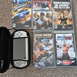 I know what your thinking it carnt be like new but you would be wrong this is as close to mint condition you could get iced silver psp its running infinity pro c so runs games from the memory card comes with the games shown cos can run umd's games or movies as well as a 16gb card installed with games pre installed mario superstar ,quake2 , medal honor ,driller,yes psx games ,nintendo games psp games all can run on this great device..