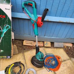 garden strimmer with accessories. rake shavel, fork, extension cables in excellent condition see photos no offers cost more at bq