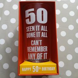 Birthday Pint Glass 50th, Brand New in box, Collection Only No Delivery