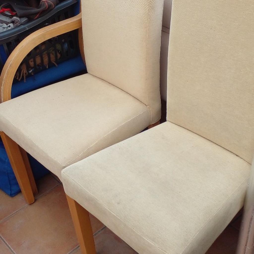 2 x very solid wooden framed chairs very strong light beige seat and back rest can deliver pls phone 07779319270 price is per chair