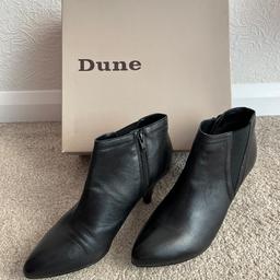 Dune Black Ankle Boots 
Comes with the original box 
States Size 41, 
Worn once by a UK 7 and they fitted comfortably. 
Worn once excellent condition 
Pet & smoke free home  

🏃🏼‍♀️ Collection Dartford DA1
 📦 Postage £4
🌟 5 Star Seller - Happy Shopping 🛍