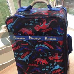 Little ones will love having their own special suitcase - and this cabin-sized travel companion by IT Luggage combines practicality and fun. Featuring an all-over colourful dinosaur print, the soft shell style is finished with blue canvas trimming. Exceptionally lightweight yet strong with its tough fibreglass structure, the easy-wheel case also features a flat interior for easier packing. Dimensions: 43.5cm