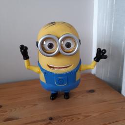 Fully working talking rubber Dave Minion toy.
With batteries