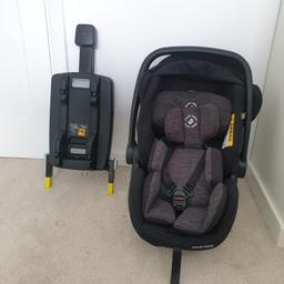 Used but in excellent condition

 Baby car seat, suitable from birth to approximately 15 months(40-85 cm)

 ISOFIX base included so ready to use.

 Large sun canopy with peek-a-boo window provides undisturbed sleeping on sunny days
 Reclining car seat: Marble’s 157° near lie-flat reclined position provides the best sleeping comfort, and contributes to the baby’s health

never been involved in an accident.

Any questions please feel free to message