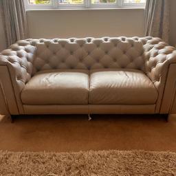 Leather chesterfield Sofology sofa set in champagne. 1x 2seaters £500 & 1x 4 seater £700, or £1100 for both.