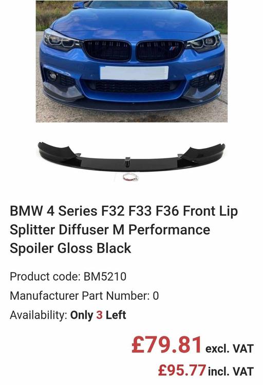 Vehicles West Midlands Dudley - Photos for BMW 4 Series F32 F33 F36 Front Lip Splitter D