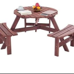 6 Seater Wooden Garden Table Bench Furniture Set Round Outdoor Picnic Patio set.

Flat pack Assembly required

The original product and colour is in the last pictures

Please see pictures for more details

Local delivery available for extra cost depending on your post code