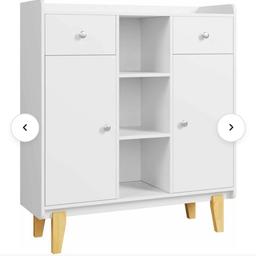 Homfa chest of drawers with 2 drawers 2 doors 3 compartments living room cabinet sideboard bookcase highboard for living room bedroom hallway white 100 x 35 x 115 cm