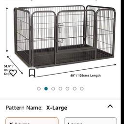 Heavy Duty Puppy whelping cage/ training enclosure with washable tray (X-Large). More than 4ft long!

Enclosure size : 49"L x 34.5"D x 35.5"H / 125(L)x 80(W) x 90(H) cm

Same one £89.99 on Amazon. Small crack in corner of tray which has been mended (hence white mark, see photo). Easy to put up and dismantle, can be stored flat.

Priced to sell quickly.
can drop off local for cost of fuel..