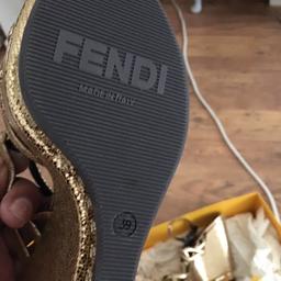 NOW £60 Gold crackle leather fendi wedged sandles new in box £100 bargain cash in collection