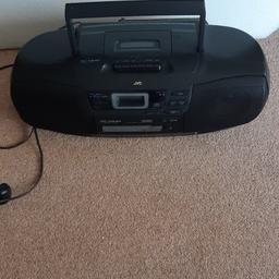 JVC CD/Cassette/Radio player in very good condition and in working order. 
Approxmate size Length 56cm, depth 22cm, height 23cm. Battery and mains operated.