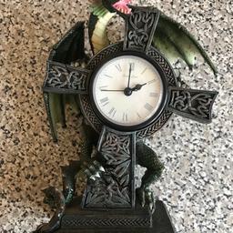 Nemesis now, gothic dragon mantle clock, heavy, great condition, see pics, clock can be removed, no box, height-23cm, width-16cm, clock face 7cm, from a smoke free home, pick up only wv13.