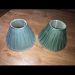 Laura Ashley duck egg pinched pleated silk lamp shades 
one is a lighter duck egg while the other is a darker duck egg
£15 each or both for £25

Collection from Twineham/Horley
