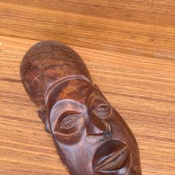 Holzfigur Wandbild aus Holz Gesicht Dekoration