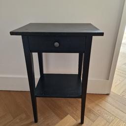 IKEA HEMNES bedside table, dark brown / black with one drawer. some paint chips / imperfections. width 46cm, depth 35cm, height 70cm