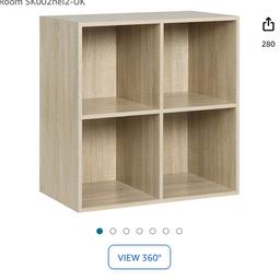WOLTU Bookcase, Oak Bookshelf 4 Storage Cubes Shelves Units, Wooden Cube Units Bookcases for Bedroom, Living Room, Kids Room SK002hei2-UK