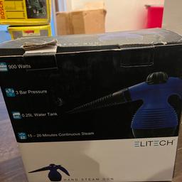 Elitech 900 watts Steam Gun. Still in box never used. Owned for some time. Ideal for stripping wallpaper.
