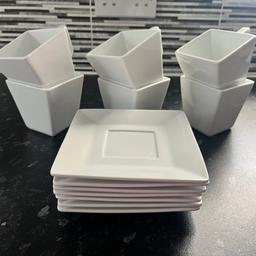 Matalan 6 white square cups and saucers set

Like new condition