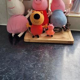 assortment of peppa pig toys, peppa and George talk when you squeeze their stomach