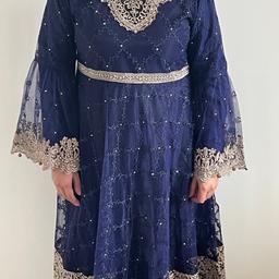 Beautiful asian outfit in small size, fits a size 10-12. Blue and bronze/gold. Worn once for few hours. Looks beautiful on. Collection only