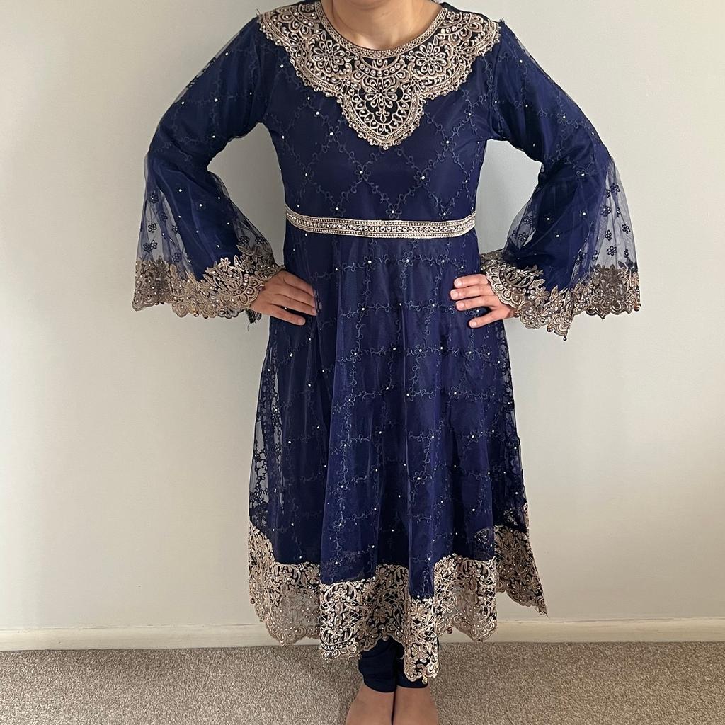 Beautiful asian outfit in small size, fits a size 10-12. Blue and bronze/gold. Worn once for few hours. Looks beautiful on. Collection only