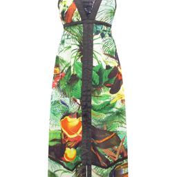 This is a new debranded desigual size 14 maxi dress original price £89 size 14 or size 16.
Stunning green maxi dress with multi-coloured floral exotic design, V-neck, slit in front (knee high). Flattering cut, comfortable fit. Length 57in

D3sigual Dress 'Bulgaria' – one of the most unique dresses from 'Say Something Nice' collection!
Collect bl3