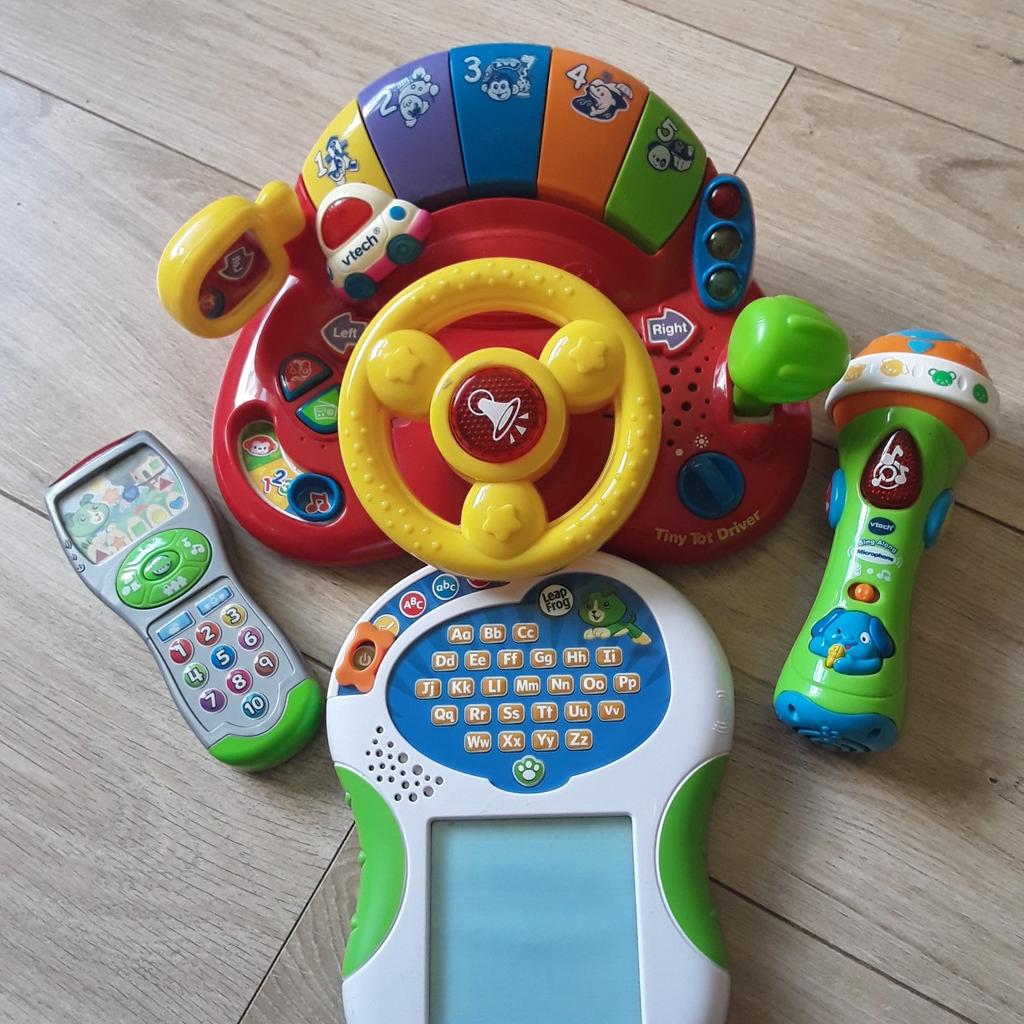 assortment of v-tech and leapfrog learning toys in working order used but good clean condition