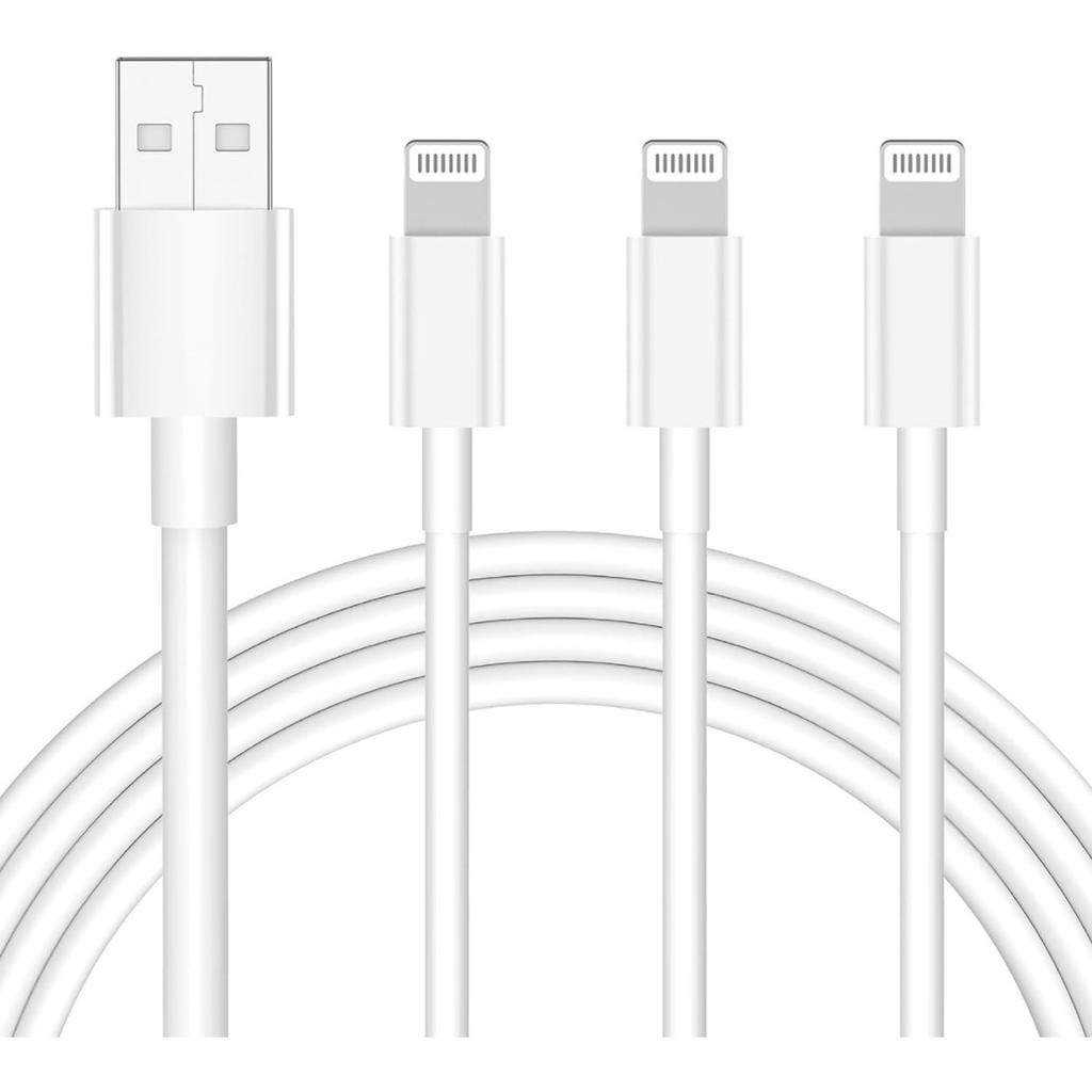 Apple USB to Lightning Cable 3Pack, iPhone Charger Cable 1M Apple MFi Certified, iPhone Lead Fast Charging Apple Phone Cables for iPhone 14/13/12/11/11ProMax/X/XS/XR/XS Max/8/7/6, for iPad (1M, White)
