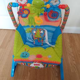 Baby rocker which doubles as a toddler rocking seat as your child grows.

Is suitable for baby to nap in with 2 recline positions has a kickstand to keep seat stationary and a soothing vibration feature which includes batteries to operate.