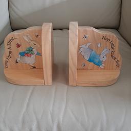 Peter Rabbit wooden bookends ideal for nursery or young child's bedroom. Good condition £5