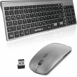 Tastatur Maus Set Kabellos, 2.4GHz Wireless Keyboard and Mouse Set with Adjustable DPI, USB Nano Empfänger, Slim Tastatur QWERTZ Layout (Deutsch) für PC, Desktop, Laptop, Windows, Mac, Vista