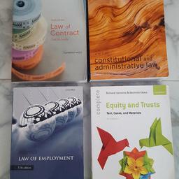 Law Of Contract
by PAUL RICHARDS

Constitutional & Administrative Law by ALEX CARROL

Law Of Employment
By ASTRA EMIR

£20 for all 4 books 
Equity & Trust
by RICHARD CLEMENTS & ADEMOLA ABASS

All Books Good condition
Ideal for students studying law this year
Collect Kings Heath Birmingham 13