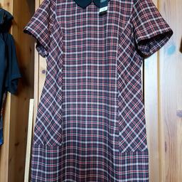 BNWT black, red, brown checked dress size 16 by George, above knee length.
Would be great for this weather with tights and a pair of boots.