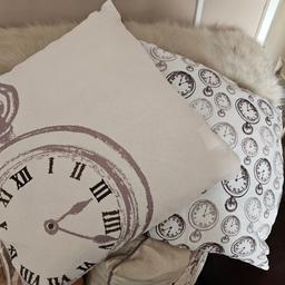 Sleepmaster .2 cushions taken from a bedding set /I didn't want the cushions/ zipped cushions the 3rd photo, the pocket watch design is inbeded, and can feel the design .both are new and come in the same bag from purchase. Pet n smoke free home. No offers. collection ip3 or posting at your cost.