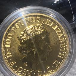 Pristine condition 24ct pure gold 1 ounce Britannia. The coin would easily reach ultra cameo if it was sent for grading. Extremely clean crisp fields and relief