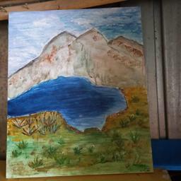 Selbst gemalte Bilder auf Leinwand zu verschenken. Größe: See und Drachenmotiv 50 x 60cm, Baummotiv 60 x 60cm

Selbstabholung