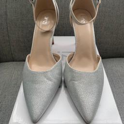 Silver glitter Linzi high heels with ankle straps from Next size 7 in original box