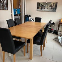 6 seater dining table and chairs

Leather padded comfy chairs with bum and back support and floor protectors

2m extendable table from 1.6m-2m and 1m wide

We’re moving to a furnished home on Friday 8th September and have to sell this before we move!

See all our items here!!!